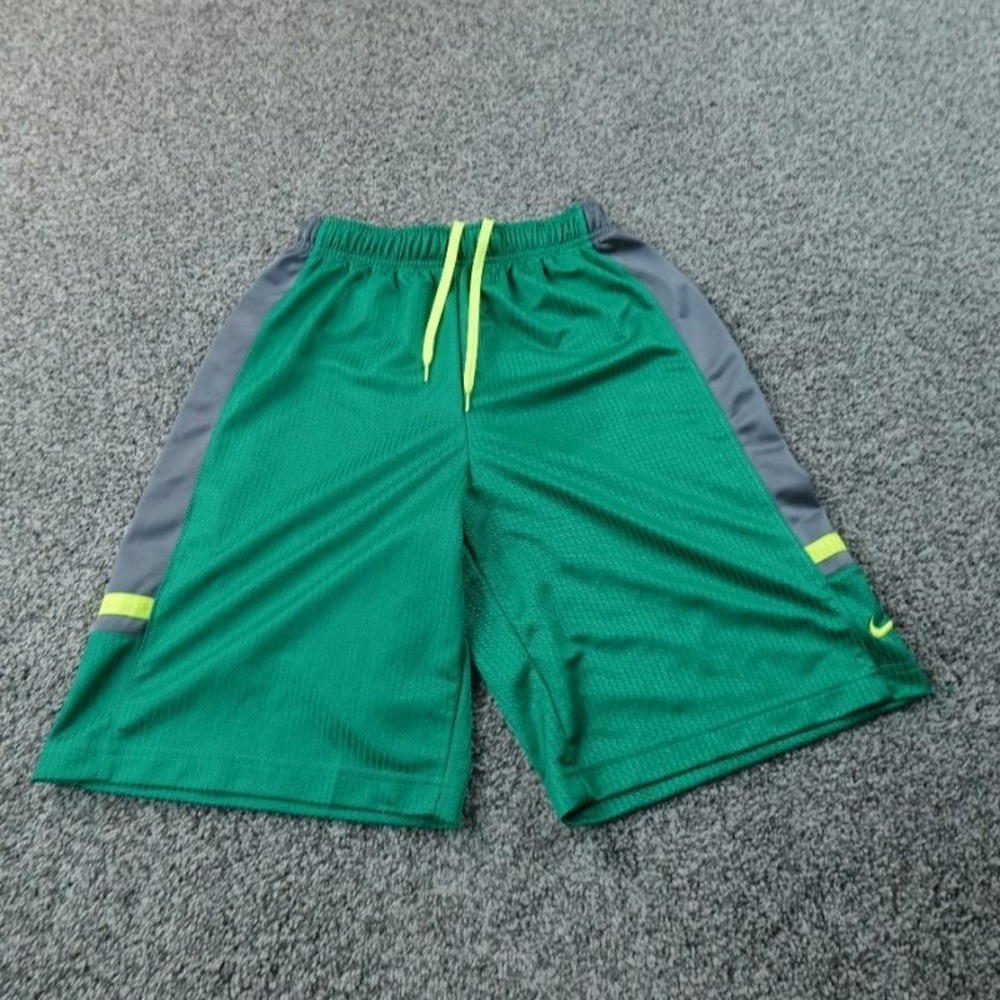Nike Shorts Mens M Green Gray Baggy‎ Mesh Basketball Drawstring Performance Gym